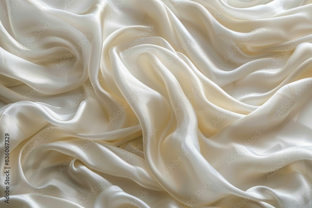 Creamy white satin fabric draped in soft, flowing folds. A luxurious, elegant texture for your design projects. Creamy white satin fabric draped in soft, flowing folds. A luxurious, elegant texture for your design projects.