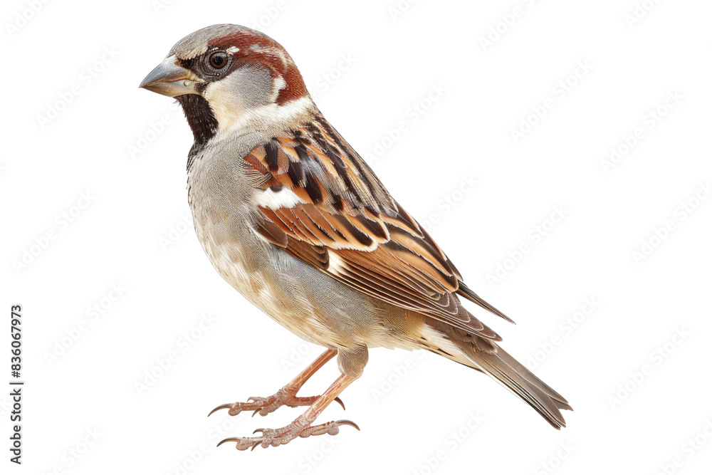 Fototapeta premium Sparrow side view isolated on transparent background