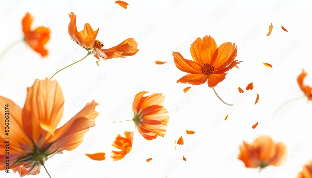 Floating Beauty: Stunning Orange Cosmos Flower in Zero Gravity Floating Beauty: Stunning Orange Cosmos Flower in Zero Gravity