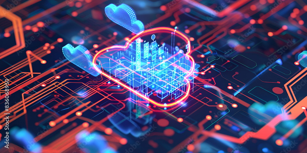 Advanced Cloud Computing and Data Storage, Heart Icon with Digital Network Integration,Visuals depicting businesses leveraging cloud computing for various services and operations Advanced Cloud Computing and Data Storage, Heart Icon with Digital Network Integration,Visuals depicting businesses leveraging cloud computing for various services and operations