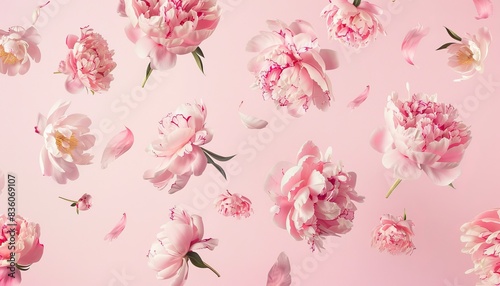 Enchanting Peony Petals: A Captivating Display on a Pink Canvas
