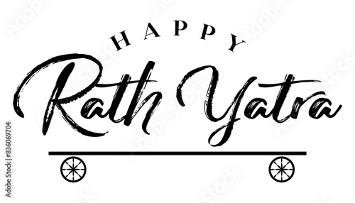 Happy Rath Yatra lettering lord jagannath hindu festival vector illustration. photo