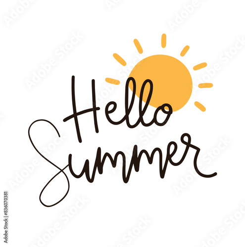 Hello Summer T Shirt Design Isolated on White Background