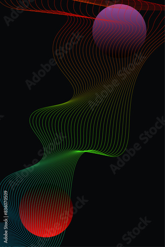 Vertical Vibrant gradient wave line background vector. Abstract trendy modern design wallpaper for covers, Brochures, flyers, card, web, Poster, music poster, Banners. Vector illustration
