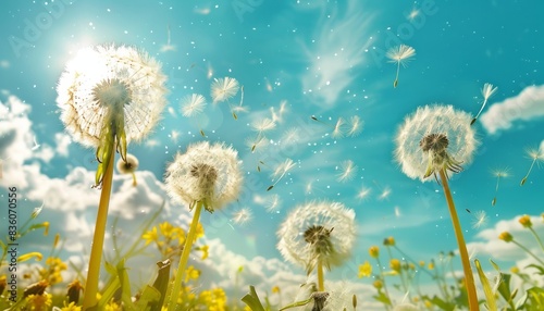 Puffy Dandelions: Nature's Beautiful Dance in the Sky