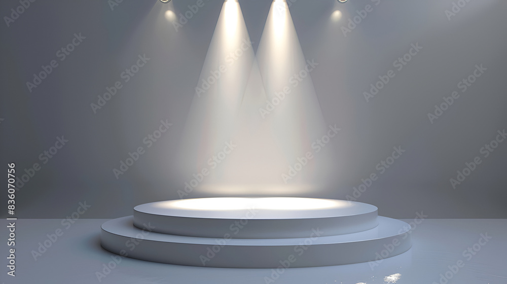 Modern White Product Display Round Podium with Shadows,Realistic Pedestal Podium With neon light. Sci fi futuristic stage 3d render. Minimal product backdrop, white wall,White round podium in empty
Modern White Product Display Round Podium with Shadows,Realistic Pedestal Podium With neon light. Sci fi futuristic stage 3d render. Minimal product backdrop, white wall,White round podium in empty