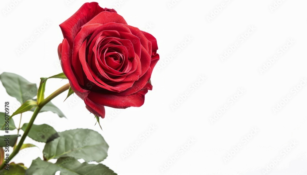 Scarlet Elegance: A Stunning Red Rose Against a White Canvas - Art 7:4 Scarlet Elegance: A Stunning Red Rose Against a White Canvas - Art 7:4