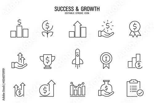 Set sucess and growth icon Vector illustration