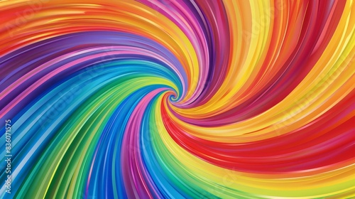 Abstract swirl of vibrant rainbow colors creating a dynamic and energetic pattern.