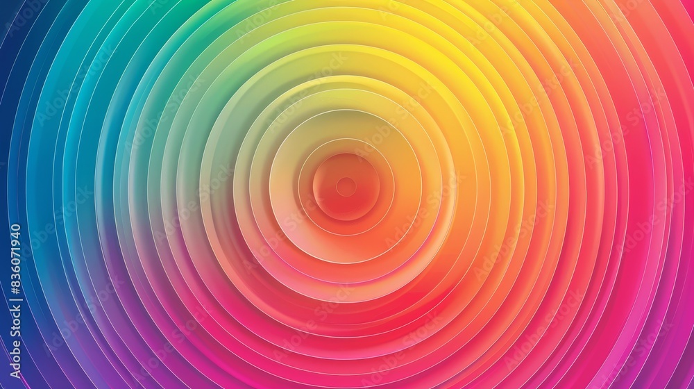Obraz premium Abstract concentric circles in a gradient rainbow color scheme, creating a hypnotic visual effect.