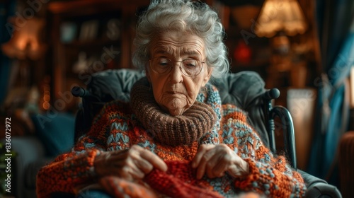 Wallpaper Mural Elderly woman knitting at home Torontodigital.ca