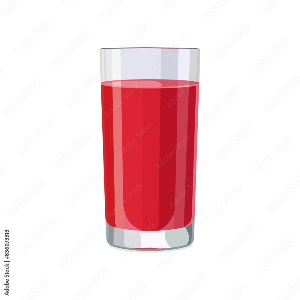 Full glass of red juice. Isolated vector summer drink for flat design Full glass of red juice. Isolated vector summer drink for flat design