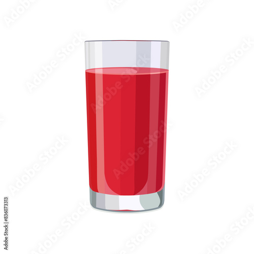 Full glass of red juice. Isolated vector summer drink for flat design