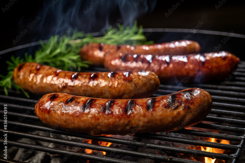 Sausages on a grill Sausages on a grill