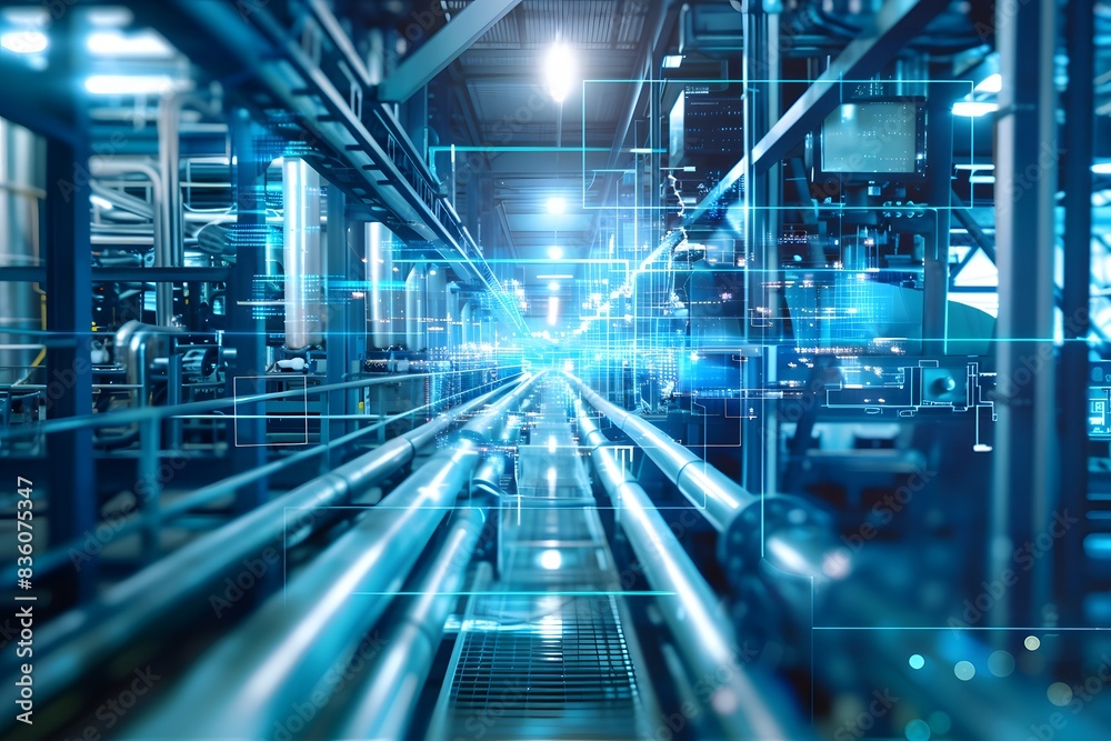 Illustration of Ensuring seamless data flow between different systems and platforms within the industrial ecosystem. Ai Generate. Illustration of Ensuring seamless data flow between different systems and platforms within the industrial ecosystem. Ai Generate.