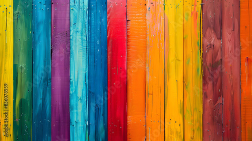 A wooden board pieces paint with different colors