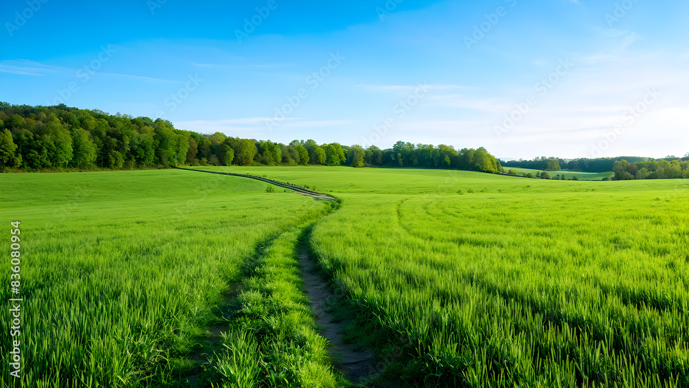 Fototapeta premium green field and blue sky