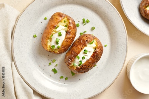 Baked filled potatoes
