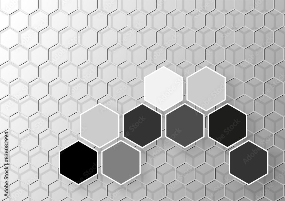 Fototapeta premium Abstract 3d futuristic white color background with hexagons. Surface polygon pattern with luxury hexagon paper texture and futuristic business.