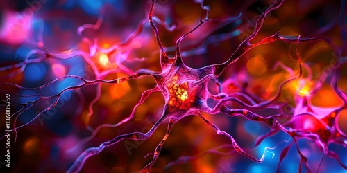 3D computer model of dopaminergic neurons related to Parkinsons autism schizophrenia. Concept Neuroscience, Parkinson's Disease, Autism, Schizophrenia, 3D Modeling photo