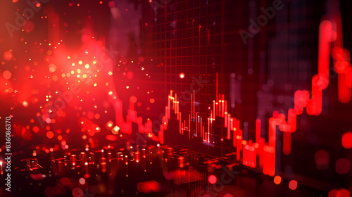 Red stock market graph abstract background depicting financial downturn  bankruptcy  loss  recession  crash  and economic crisis