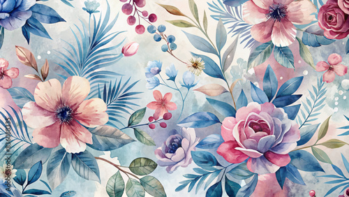 Watercolor flower background featuring beautiful flowers