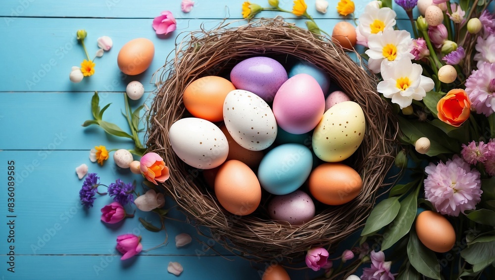 easter basket with eggs and bunny easter basket with eggs and bunny