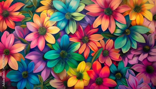 Vibrant Blooms: A Multicolored Display of Petals and Leaves