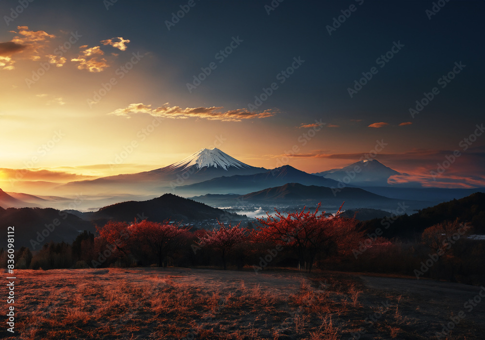 Japanese mountains cloaked in mist. Japanese mountains cloaked in mist.
