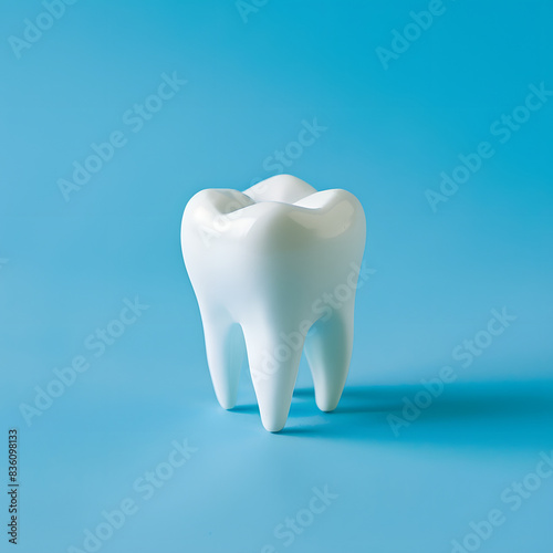 mockup of one human tooth on a blue background