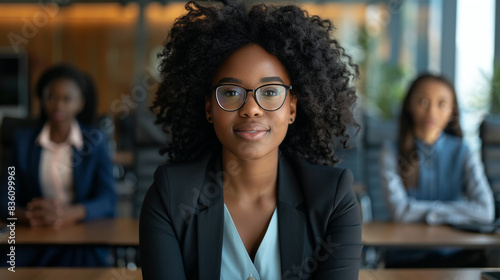 African American Female Hr Manager In A Corporate Environment Conducting Interviews And Recruitment Processes With A Diverse Panel Of Candidates For Potential Hiring In Various Roles And Industries. photo