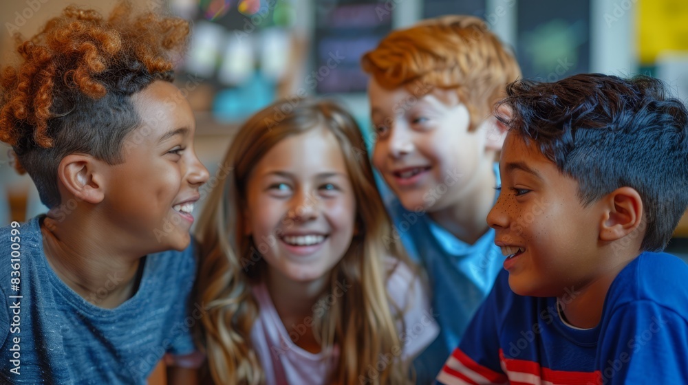 a group of children smiling and laughing together
a group of children smiling and laughing together