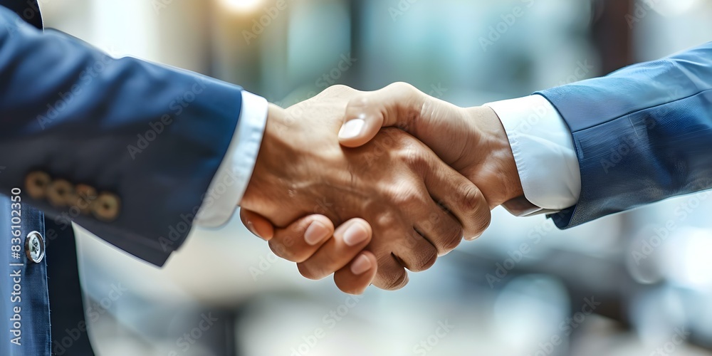 Businessmen shaking hands symbolizing agreement and partnership in a professional setting. Concept Business, Handshake, Partnership, Professional, Agreement Businessmen shaking hands symbolizing agreement and partnership in a professional setting. Concept Business, Handshake, Partnership, Professional, Agreement