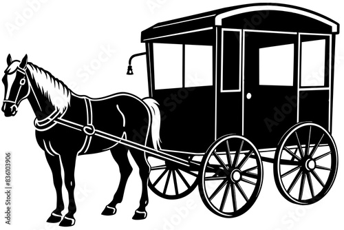 Amish buggy pulled by horse vector illustration