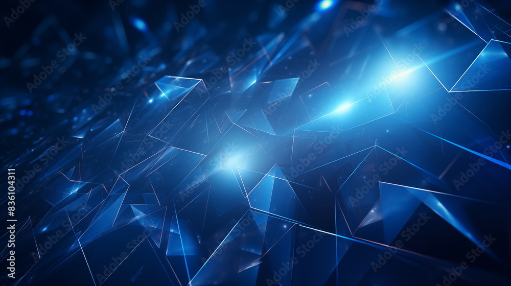 Obraz premium A digital grid is adorned with luminous bright blue lights, designed in a modern futuristic style