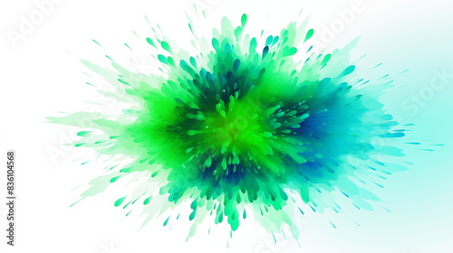 The artwork features a green and blue watercolor splash  showing modern painting techniques