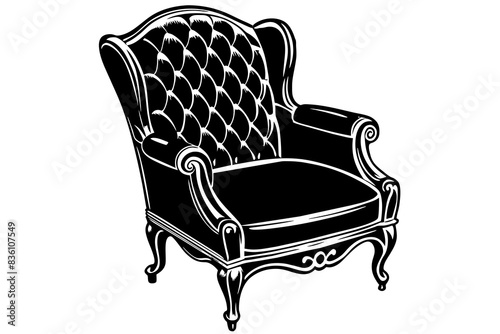 chair Victorian style vector art illustration 