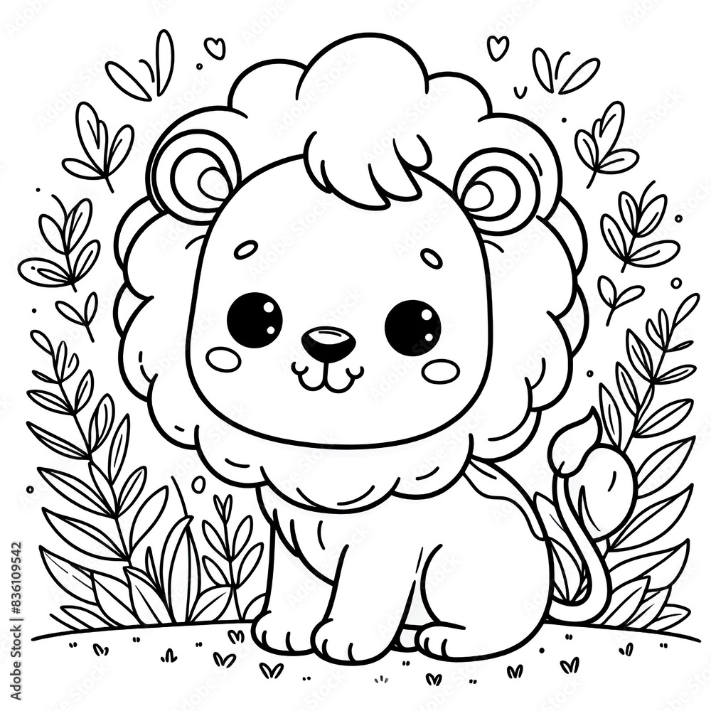 Cartoon of a lion with simple lines for children coloring in book pages. Drawing for vectorization
Cartoon of a lion with simple lines for children coloring in book pages. Drawing for vectorization