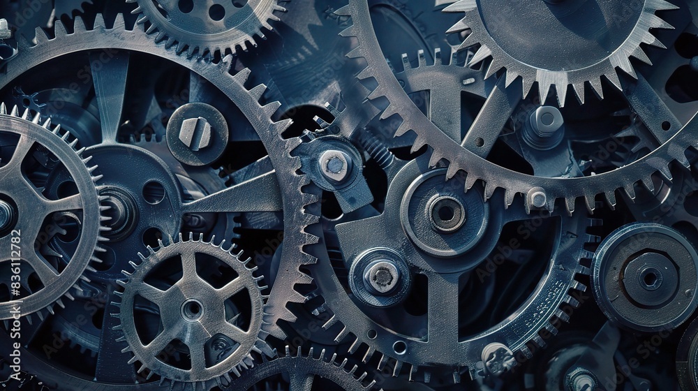 Close-up of intricate mechanical parts with precision engineering, showcasing the complexity and beauty of industrial components Close-up of intricate mechanical parts with precision engineering, showcasing the complexity and beauty of industrial components
