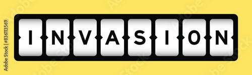 Black color in word invasion on slot banner with yellow color background