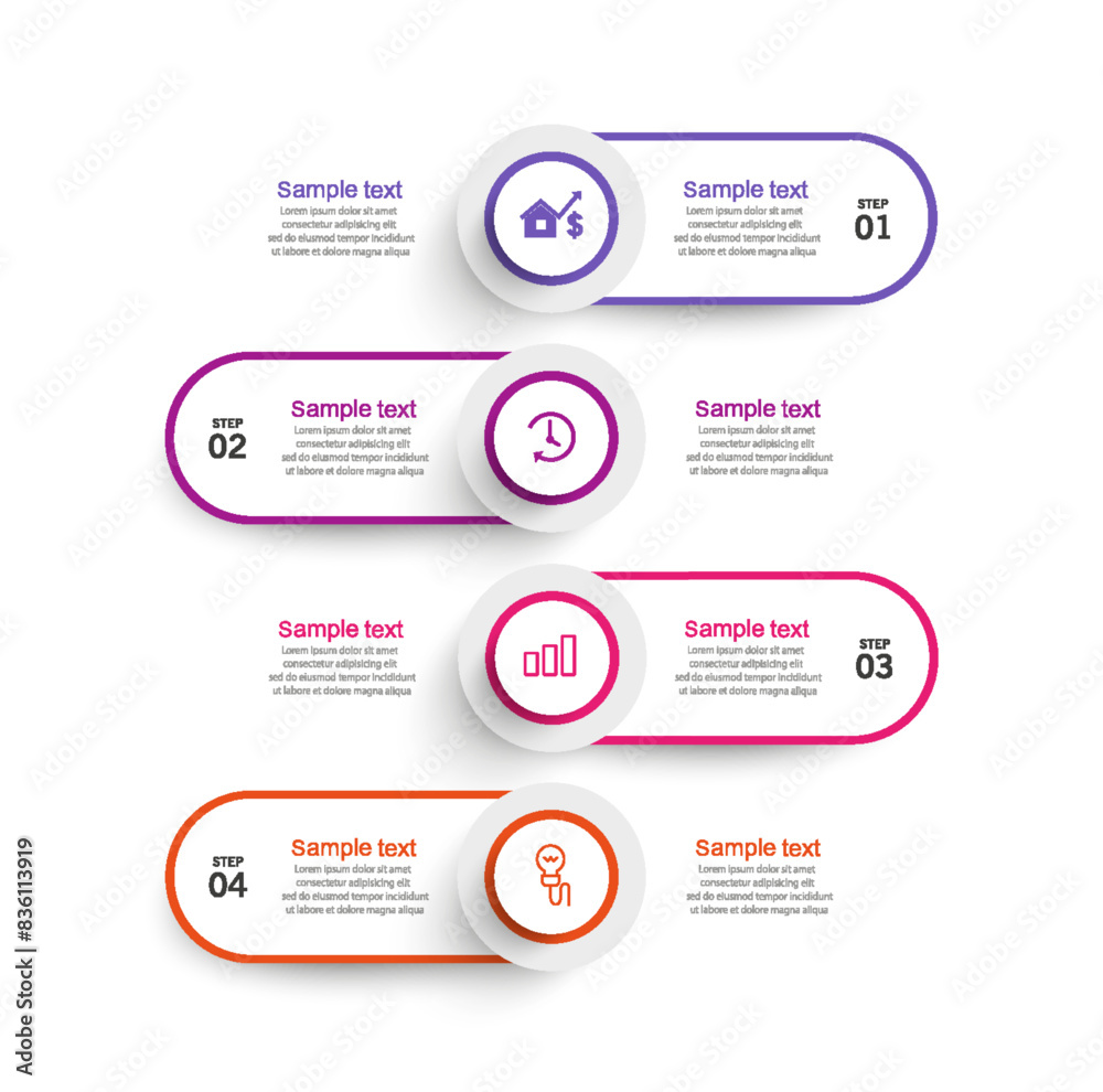 Business infographic design template with 4 options, steps or processes. Can be used for workflow layout, diagram, annual report, web design Business infographic design template with 4 options, steps or processes. Can be used for workflow layout, diagram, annual report, web design