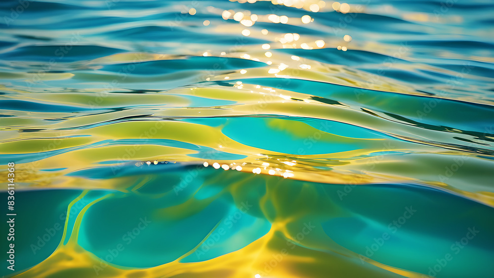 An abstract blend of tropical colors with swirling patterns of turquoise, coral, lime green, and sunny yellow. The fluid shapes and vibrant hues evoke the feeling of a tropical paradise, with hints of An abstract blend of tropical colors with swirling patterns of turquoise, coral, lime green, and sunny yellow. The fluid shapes and vibrant hues evoke the feeling of a tropical paradise, with hints of