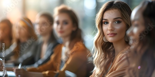 Confident female executives collaborating in a boardroom meeting showing teamwork and leadership. Concept Female Executives, Boardroom Meeting, Teamwork, Leadership photo