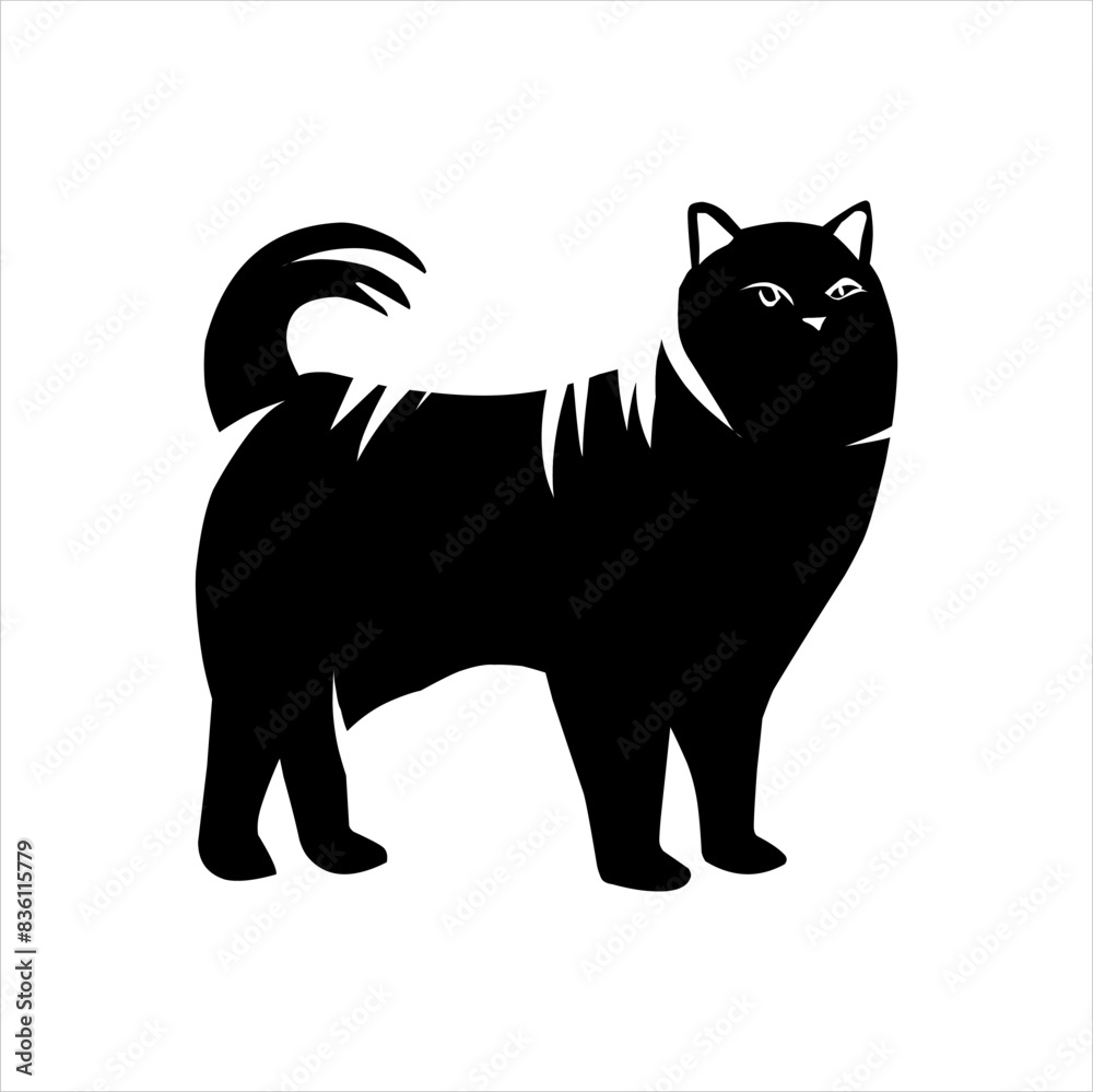 silhouette of a protected cat on a white background with various poses silhouette of a protected cat on a white background with various poses