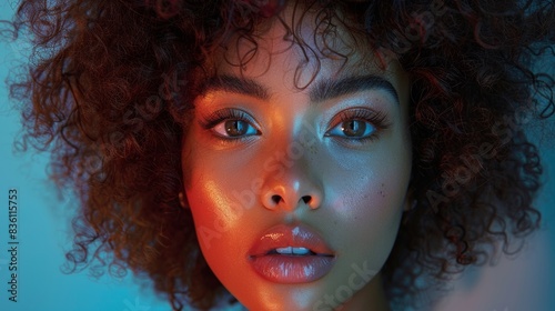 Ethereal portrait of a young woman with curly hair