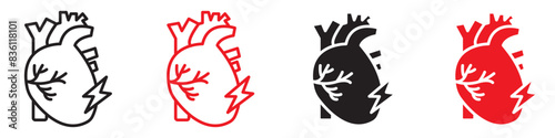 Heart attack icon line art vector