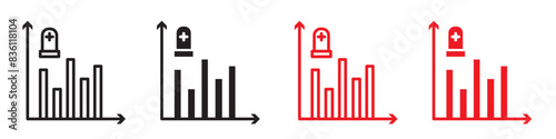 Death rate growth icon line art vector