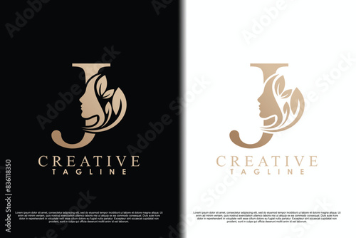 beauty face design with letter j concept design