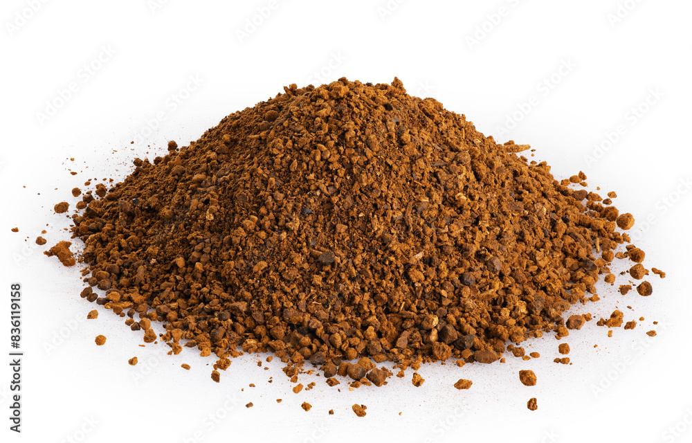 Powdered chaga mushroom isolated on white background. Powdered chaga mushroom isolated on white background.