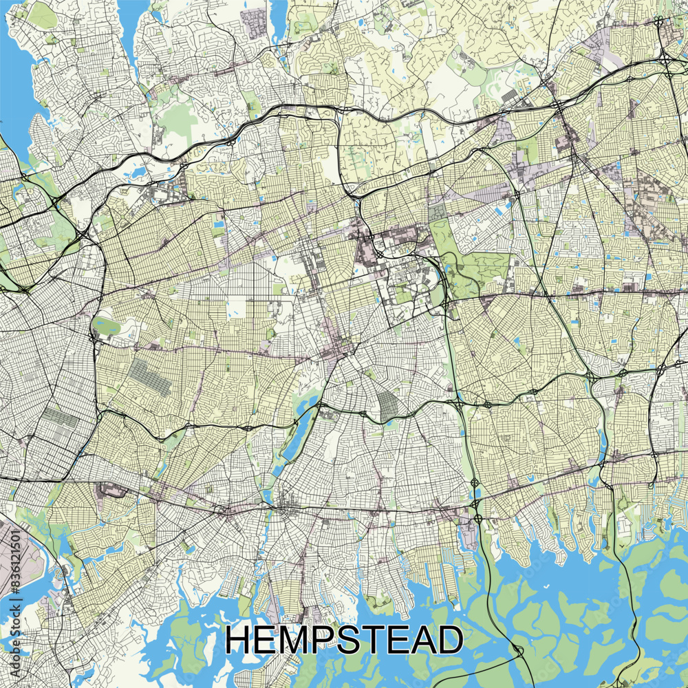 Fototapeta premium Hempstead, New York, United States map poster art